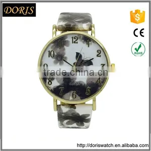 Stylish Pattern Painting Leather Strap Watches Color Wrist Watch Women Quartz Watch thumbnail-1