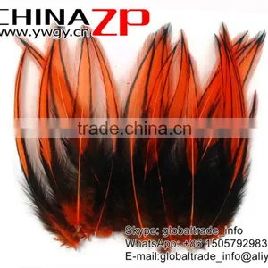 ZPDECOR Feather Bulk Sale Cheap Dyed Orange Laced Pointy Chicken Cape Feathers thumbnail-3