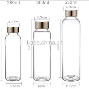 Clear Heat-resistant Sale of Cheap Glass Bottles With Stainless Steel Cap thumbnail-1