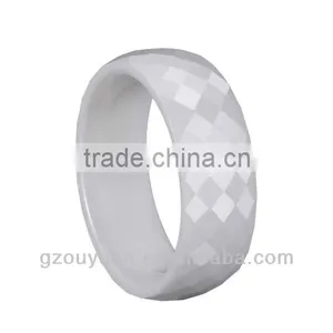New Faceted White Ceramic Ring, Women's White Ceramic Ring, Ladies' Ceramic Ring thumbnail-1