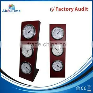 Wooden Table Thermometer Hygrometer Clock thumbnail-1