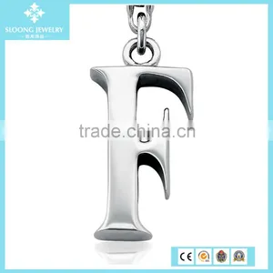 Simple Metal Fashion Letter F Charm in Sterling Silver thumbnail-2