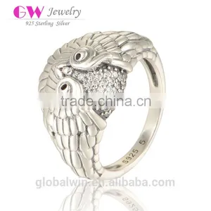 Animal Owl Shaped Fancy Bulk Custom Men'S Sterling Silver Rings thumbnail-1
