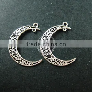 36x32mm Vintage Style Antiqued Silver Plated Moon Connector DIY Pendant Charm Supplies Findings 1820270 thumbnail-1