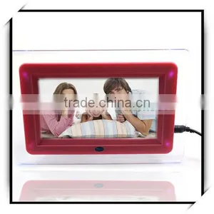 Hotsale High Quality 7 Inch Rectangle Digital Photo Frame With Lighting Edge Pink thumbnail-1