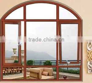 European Style Wood Grain Aluminium Casement Window thumbnail-1