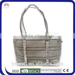 Distressed Straw Bag And Leather Decorative Bag thumbnail-1
