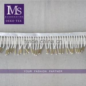 China Fashion White Beaded Fringe Trim Lampshade Beads Fringe for Decoration thumbnail-1