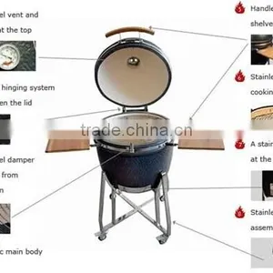 Ceramic Black Kamado Grill for Party BBQ Used thumbnail-4