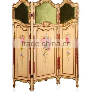 Hand Painting Folding Screen Antique Violet Curio Floor Screens Classic Wooden Furniture Decorative Screen thumbnail-2
