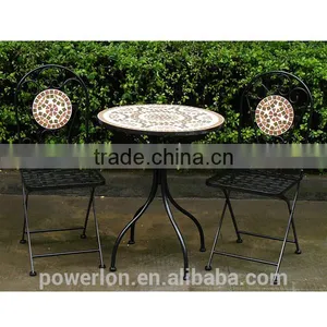 Mosaic Bistro Set Golden Brown KD Table Folds up Chair thumbnail-4