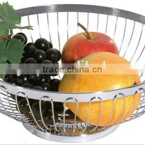2016 High Quality Round Shape Steel Wire Fruit Basket Chrome thumbnail-2