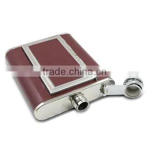 Stainless Steel Wine Bottle , Leather Hip Flasks thumbnail-6
