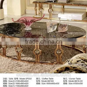 Royal Luxury Stainless Steel Hotel/living Room Furniture Marble Coffee Table Center Table B818 thumbnail-2