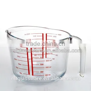 Handmade Clear Glass Measuring Glass Cup With Handle thumbnail-1