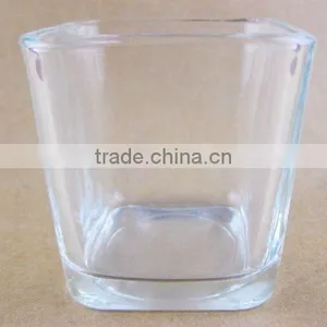 Candle Holder, Clear Square Glass Candle Holder thumbnail-1