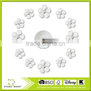 DIY 3D Flowers Mirror Sticker Wall Clock thumbnail-1