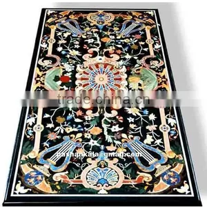 Exporter Black Marble Inlay Dining Table Top, Marble Inlay Table Tops thumbnail-1