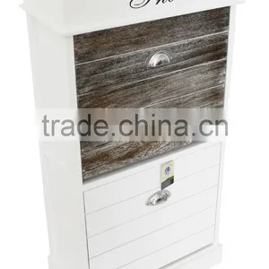 Home Furniture Wood Cabinets White Shoe Cabinet Shabby Chic Shoe Rack thumbnail-1