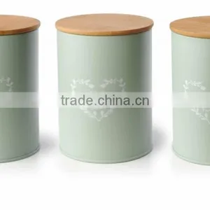 Colorful Canister With Wood Lid thumbnail-4