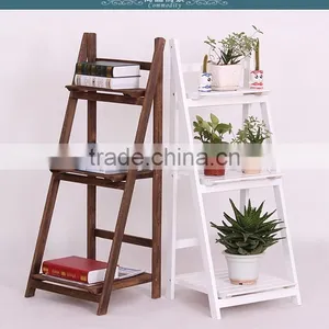 Wooden Folding Bookcase Rack and Lving Room Wooden Flower Planter Furniture thumbnail-2