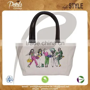 12 OZ Natural Canvas Tote Bag With Polyester Lining & With PU Padded Handles Bottom thumbnail-1