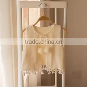S32899W New Children Knitting Sleeveless Sweater Princess Kids Fashion Tassel Solid Vest thumbnail-4