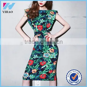 2016 Summer New Arrival Fashion Tropical Floral Print Firls Party Dress for Women thumbnail-1