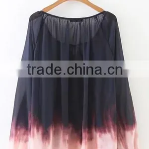 Runwaylover EY2342B Women 2017 Deep V-Neck Fashion Hit Color Blouse thumbnail-3
