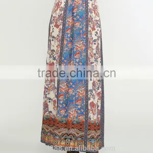 2017 OEM Photo Ladies Floral Print Long Maxi Side Slit Skirt thumbnail-6