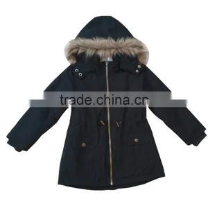Whloesale OEM Girls Cotton Black Jackets With Hooded thumbnail-1