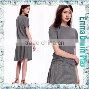 2016 New Simple Designs Plain Style Best Quality Ladies Round Neck Grey Soft Cotton T-Shirt thumbnail-3