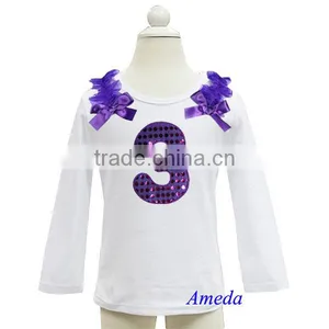 Girls Bling Purple 1st - 6th Birthday White Long Sleeves Tee thumbnail-3