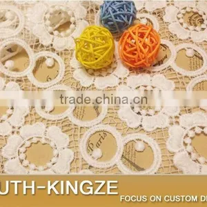 High Quality Clothing Materials Textiles Wide Lace Trim Fabric White Milk Silk 30cm Wide Lace Trim thumbnail-5