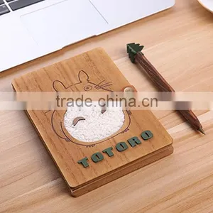For Student Gift My Neighbor Totoro Cute Cartoon Wooden Cover Anime Notebook thumbnail-1