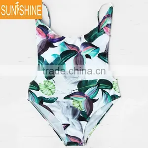 Sexy One Piece Bathing Suit Backless Printed Swimwear thumbnail-1