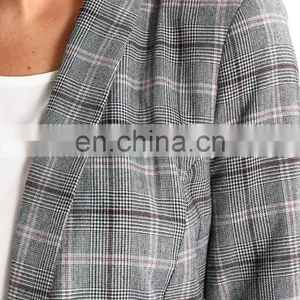 Factory OEM Casual T/R Check Women Blazer thumbnail-6