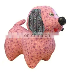 Custom Own Design Printing Fabric Stuffed Toys Pink Dog for Safety Baby Toys thumbnail-1