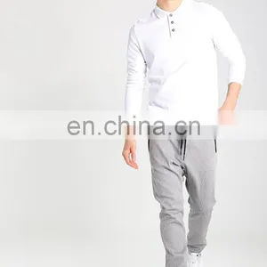 Men White Long Sleeve Polo t Shirts Plain thumbnail-4