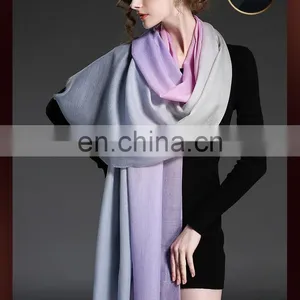 Winter Scarf 100% Wool Gradient Lady Scarf Wholesale Scarf Purple thumbnail-1