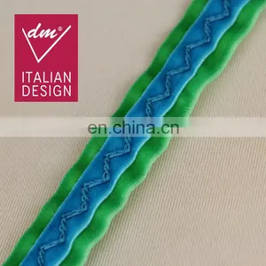 New Design Blue-green Ruffle Webbing Polyester Velvet Tape for Wholesale thumbnail-2