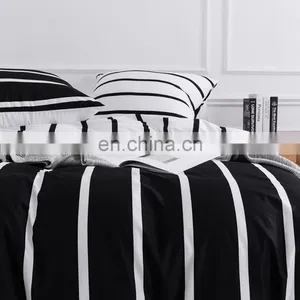 Home 4 Piece Microfiber Bed Sheet Set Striped Pattern Comforter Bedsheet Comforter Set for Hotel thumbnail-3