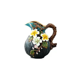 Firm Creative Unique Fashion Sculpture Large Green Ceramic Flower Vase For Study Decor thumbnail-5