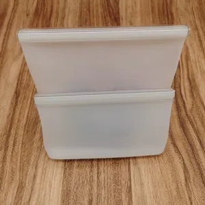 2 Bags Set Zip Top Reusable 100% Silicone Food Storage Bags and Containers Sandwich & Snack Bags thumbnail-2