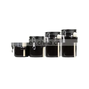 Airtight High Quality Kitchenware Airtight Vacuum Kitchen Ceramic Condiment Food Coffee Storage Jar Canister Set With Lid Spoon thumbnail-4