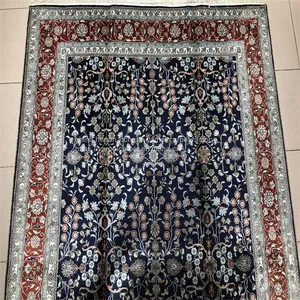 Yamei Lagend Royal Blue Color Handmade Silk Persian Rug and Tapestry for Sale thumbnail-2