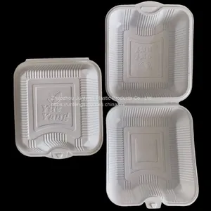 Hinged Lid Clamshell to go Disposable Food Container Lunch Box 1880ml for Burger thumbnail-3