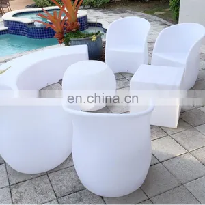 Luminous Square Stand High Led Cocktail Table Led Chairs and Bar Tables Furniture Plastic Kitchen Counter Height Bar Tables Led thumbnail-2