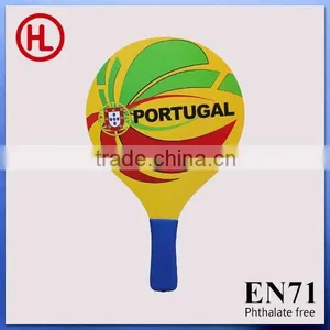 Portugal Hot Sale Custom Sticker Printing Wooden Beach Tennis Racket /beach Bat /beach Paddle Set With Beach Ball Wholesale thumbnail-1
