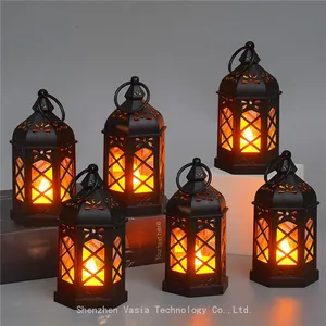 Hexagonal Wind Lamp Lantern Lamps, Retro Outdoor Hanging for Garden & Party Decorative Light thumbnail-2